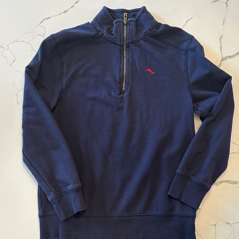 Tommy Bahama Boys 1/4 Zip Pullover Sweatshirt Size M 7/8 Navy Blue